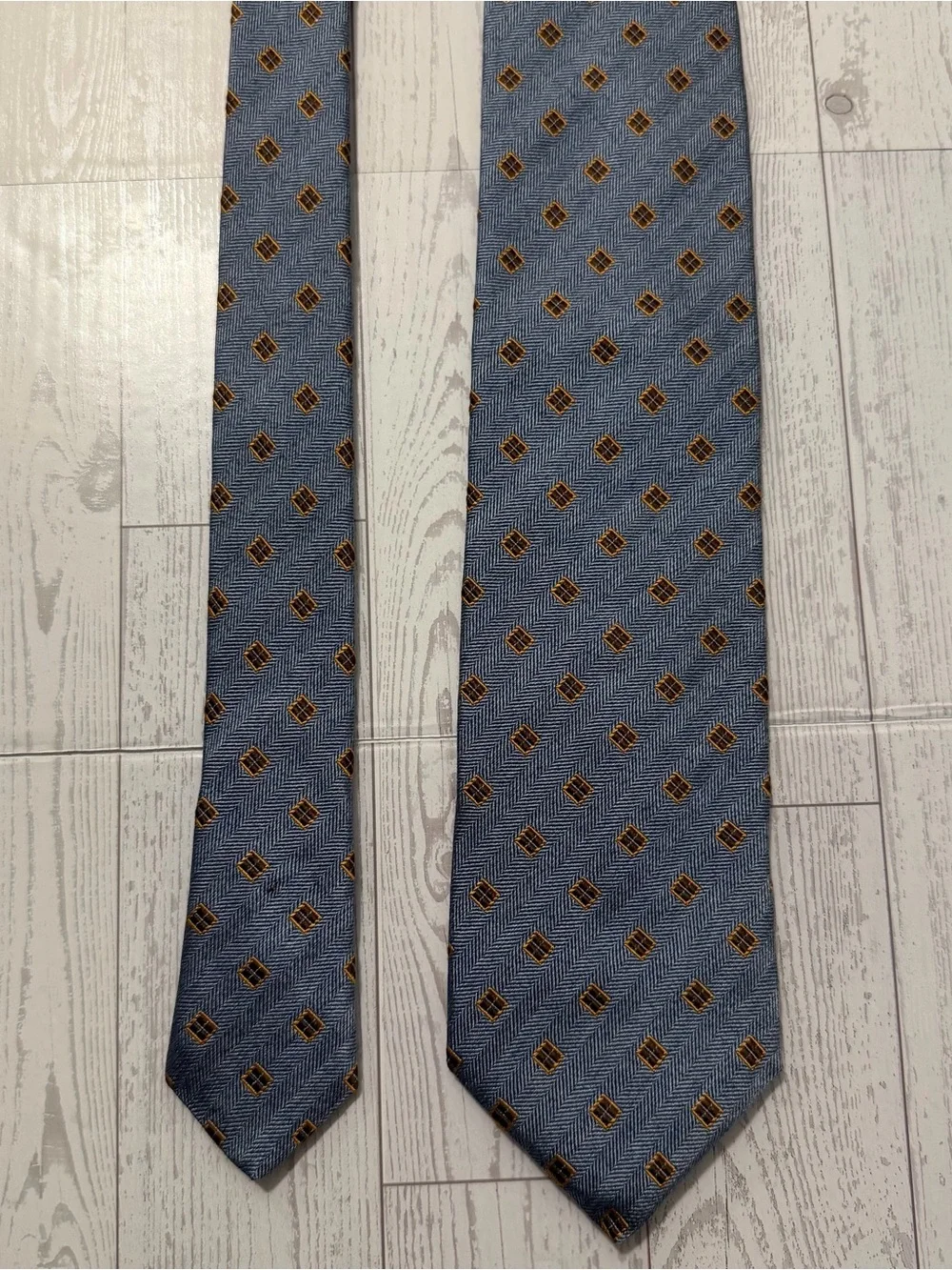 Pal Zileri Gruppo Forall Silk Tie, Blue Herringbone Geometric, Made in Italy‎